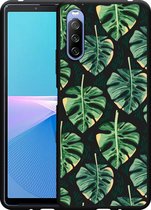 Sony Xperia 10 III Hoesje Zwart Palm Leaves Large Designed by Cazy