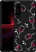 Sony Xperia 1 III Hoesje Zwart Wine not? Designed by Cazy