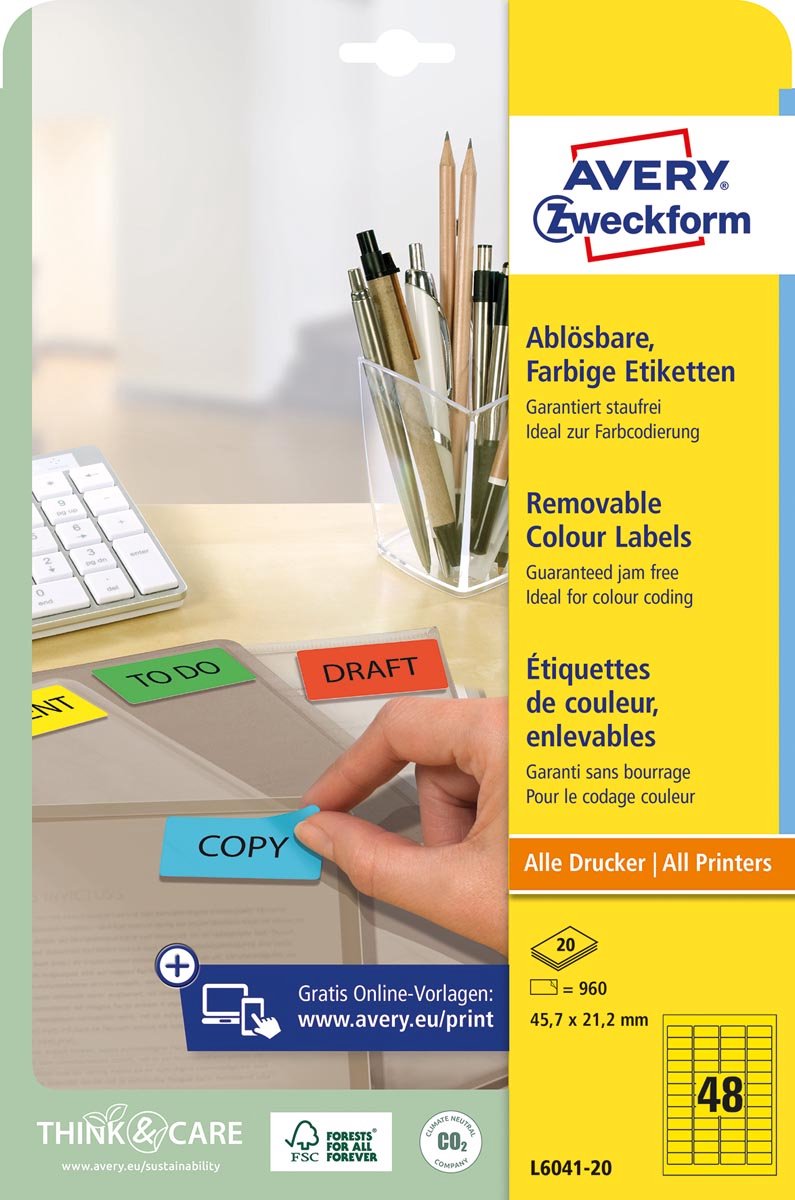 Avery Mini-etiketten geel 5 stuks