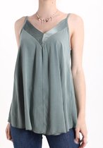 Zomer spaghetti tank top, kleur MILTAIR GROEN, viscose luchtige zomer topje, maat S/M