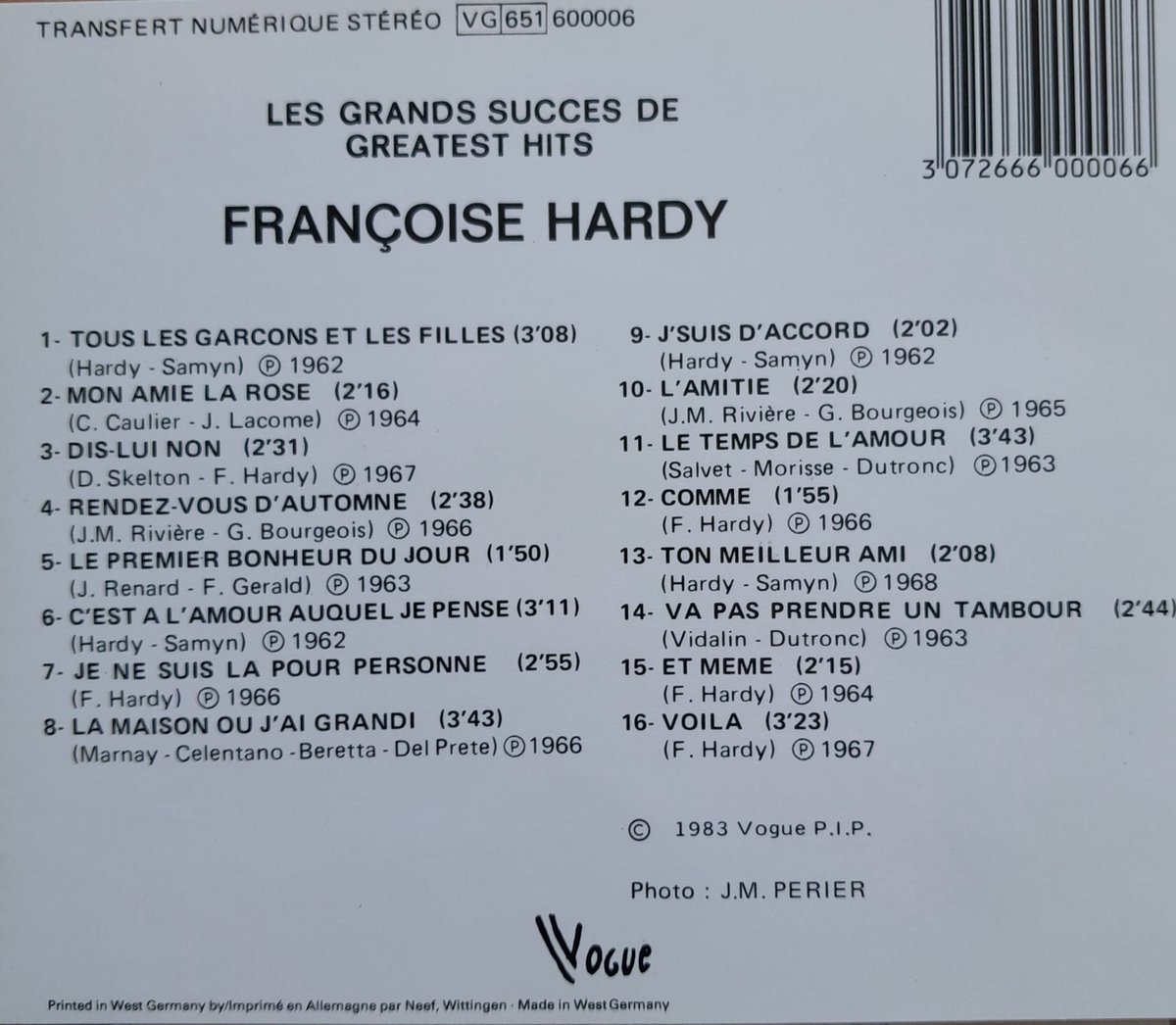 Francoise Hardy - Le Grands succes de - Greatest Hits - Cd Album ...