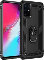 Samsung Galaxy A53 (5G) Zwart Shockproof Militairy Hybrid Armour Case Hoesje Met Kickstand Ring - Extreem Stevige Anti-Shock Hard Rugged Cover Bumper Hoes  - Stevige Shock Proof Backcover