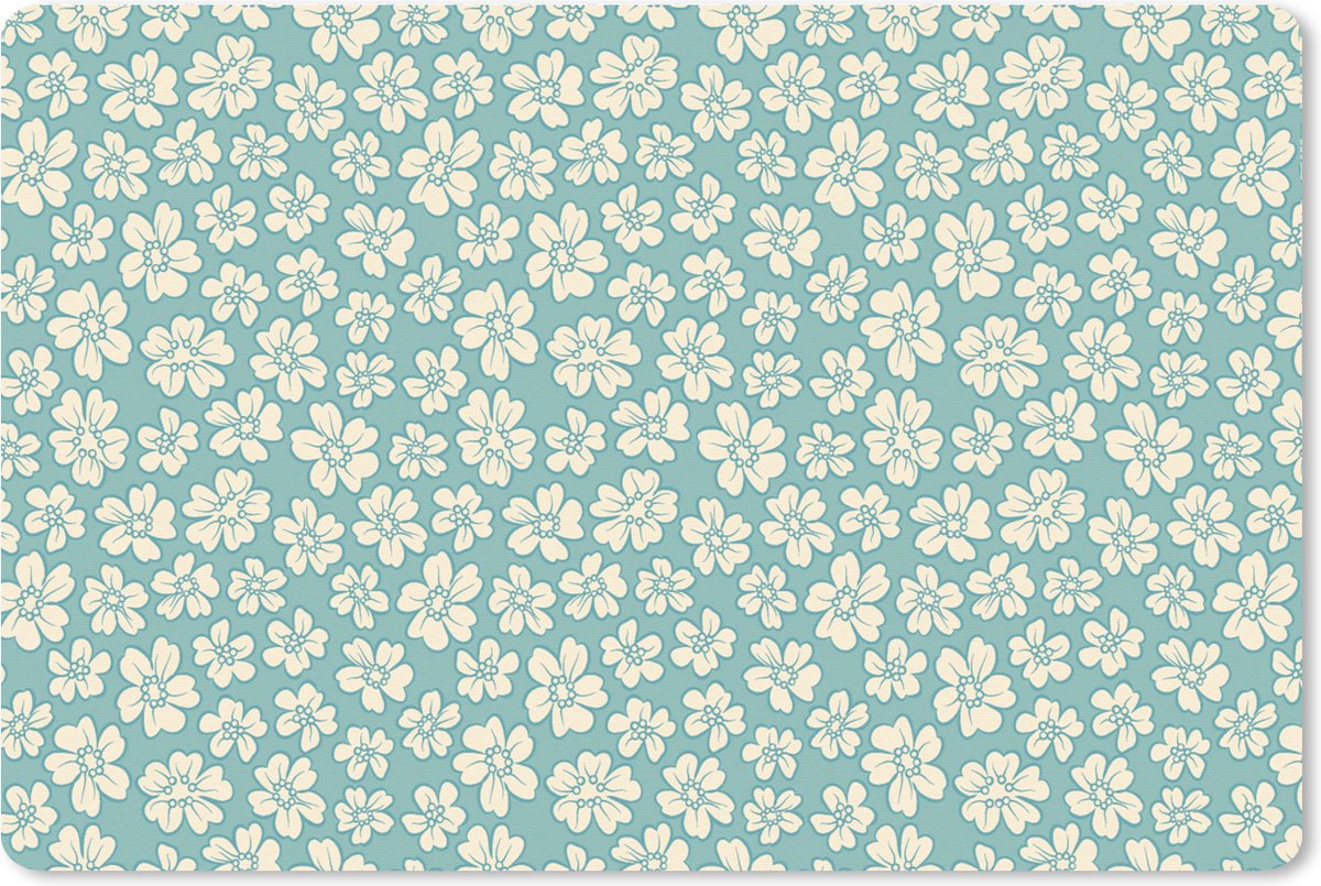 Muismat XXL 90x60 cm - Bureau onderlegger - Bureau mat Bloemen - Wit - Vintage - Patronen - Bureaumat - Gaming mousepad xl - Bureaulegger groot - Computer deskmat