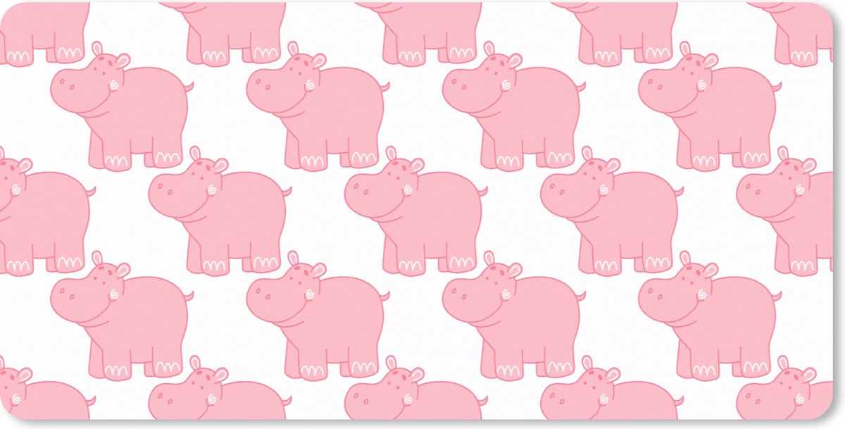 Muismat XXL 100x50 cm - Bureau onderlegger - Bureau mat Nijlpaard - Roze - Meisje - Kind - Patronen - Bureaumat - Gaming mousepad xl - Bureaulegger groot - Computer deskmat