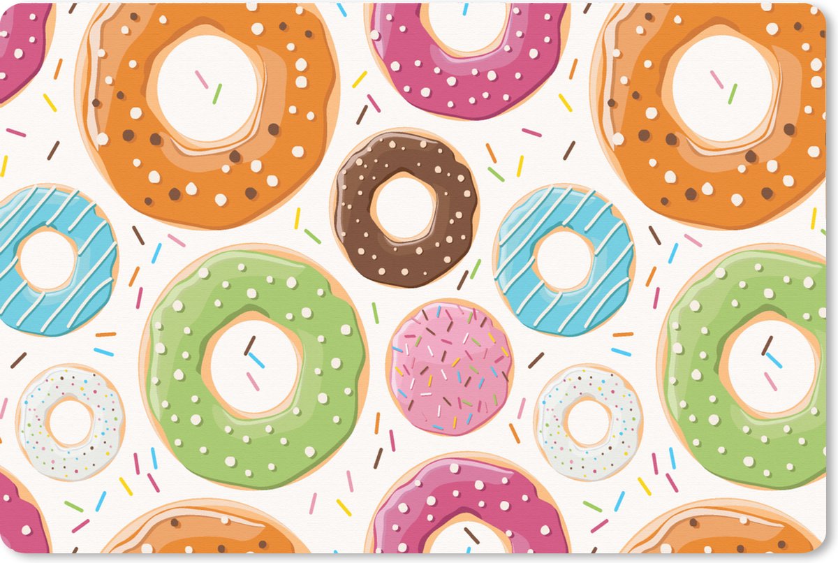 Muismat XXL 90x60 cm - Bureau onderlegger - Bureau mat Tiener - Donut - Patroon - Bureaumat - Gaming mousepad xl - Bureaulegger groot - Computer deskmat