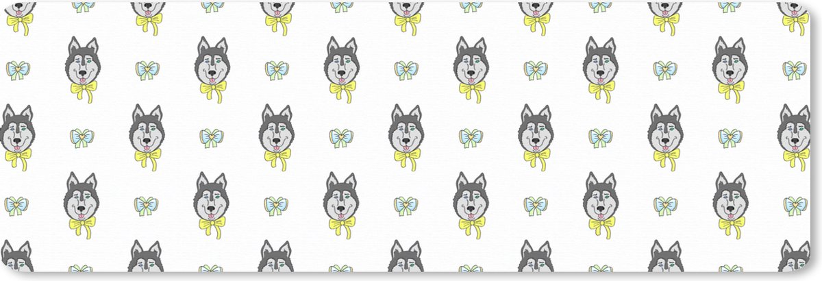 Muismat XXL 90x30 cm - Bureau onderlegger - Bureau mat Husky - Hond - Winter - Design - Bureaumat - Gaming mousepad xl - Bureaulegger groot - Computer deskmat - Kerst - Cadeau - Kerstcadeau voor mannen en voor vrouwen