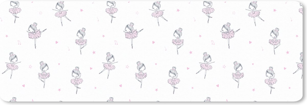 Muismat XXL 90x30 cm - Bureau onderlegger - Bureau mat Meiden - Ballet - Roze - Patronen - Girl - Kids - Kinderen - Bureaumat - Gaming mousepad xl - Bureaulegger groot - Computer deskmat