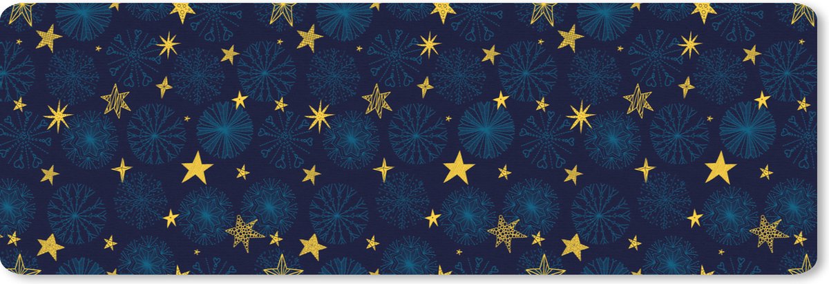 Muismat XXL 90x30 cm - Bureau onderlegger - Bureau mat Sterren - Sneeuw - Patronen - Kerst - Bureaumat - Gaming mousepad xl - Bureaulegger groot - Computer deskmat - Kerst - Cadeau - Kerstcadeau voor mannen en voor vrouwen