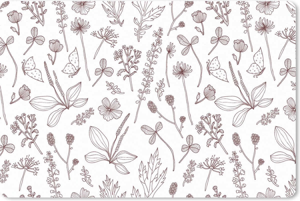Muismat XXL 120x80 cm - Bureau onderlegger - Bureau mat Planten - Patroon - Bloemen - Bureaumat - Gaming mousepad xl - Bureaulegger groot - Computer deskmat