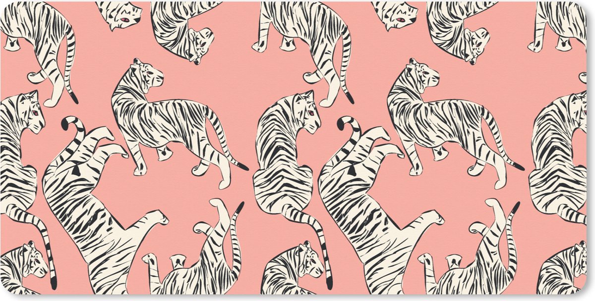 Muismat XXL 90x45 cm - Bureau onderlegger - Bureau mat Tiger - Patroon - Jungle - Bureaumat - Gaming mousepad xl - Bureaulegger groot - Computer deskmat