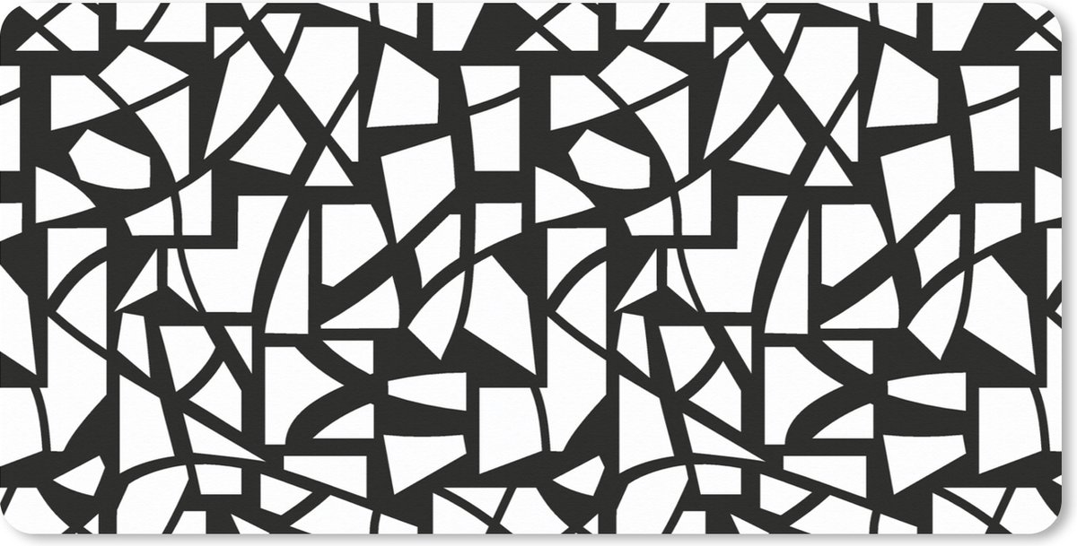 Muismat XXL 100x50 cm - Bureau onderlegger - Bureau mat Patronen - Geometrisch - Wit - Zwart - Bureaumat - Gaming mousepad xl - Bureaulegger groot - Computer deskmat