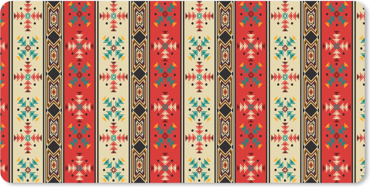 Muismat XXL 100x50 cm - Bureau onderlegger - Bureau mat Indianen - Patronen - Abstract - Bureaumat - Gaming mousepad xl - Bureaulegger groot - Computer deskmat