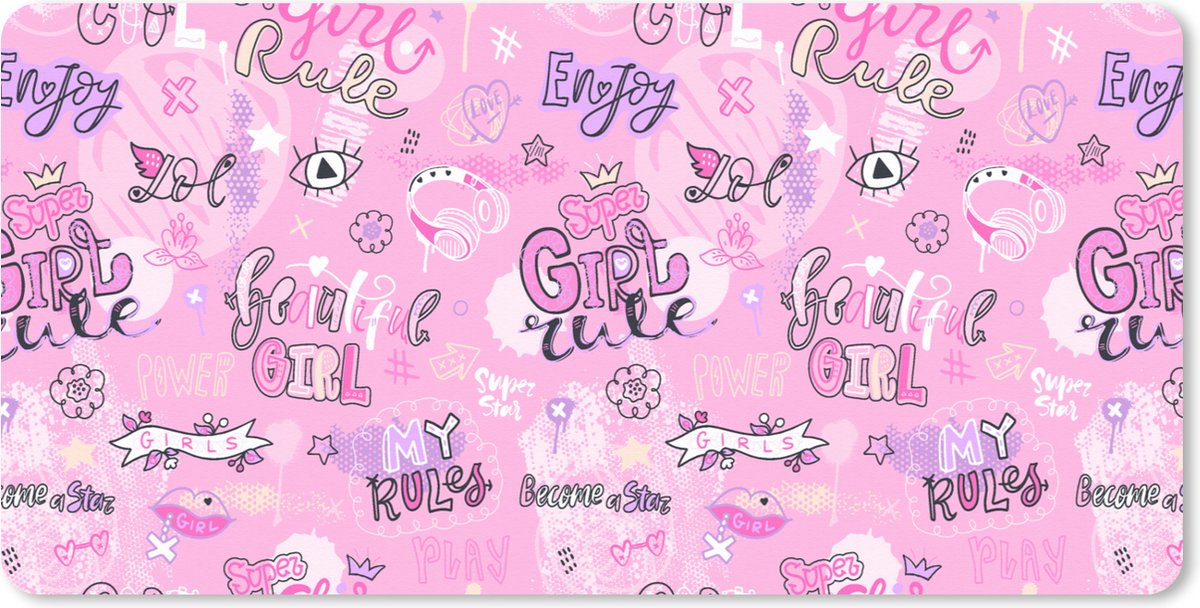 Muismat XXL 120x60 cm - Bureau onderlegger - Bureau mat Meisjes - Tiener - Roze - Quotes - Patronen - Bureaumat - Gaming mousepad xl - Bureaulegger groot - Computer deskmat