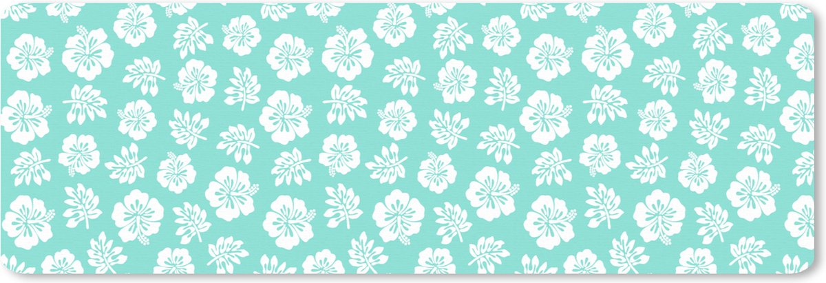 Muismat XXL 90x30 cm - Bureau onderlegger - Bureau mat Hawaii - Hibiscus - Bloem - Patronen - Bureaumat - Gaming mousepad xl - Bureaulegger groot - Computer deskmat