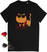 Heren T Shirt  Cool Cat - Zwart -Maat S