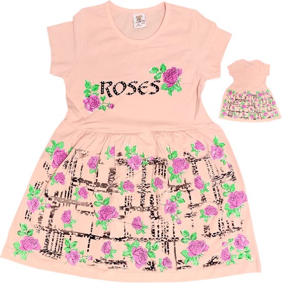 Robe Filles 100% coton robe fleurie enfant rose taille 116