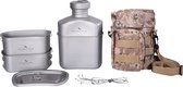 Boundless Travel - Titane - Cantine militaire - Avec - Sacs de camouflage - Grande capacité - Camping en forme de rein - Set de Pan - Avec - Couvercle et chaîne à pendentif