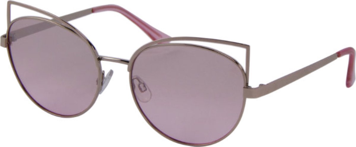 Hidzo Volwassen Cat-eye Zonnebril Goudkleurig - UV 400 - Roze Glazen - Inclusief Brillenkoker