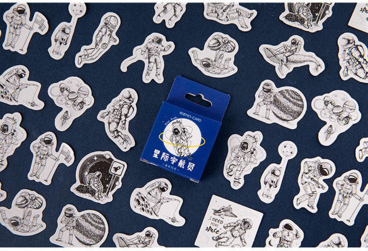 Astronaut Stickers 45 stickers – Bullet Journal, Planner & Scrapbook Stickers – Sinterklaas & Kerstcadeau – Schoencadeau – Cadeaus onder €5