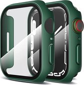 Screenprotector - Case - Hoesje - Geschikt voor Apple Watch Series 7 - Apple Watch Series 8 - 41 mm - 9H Gehard Glas - Groen Army