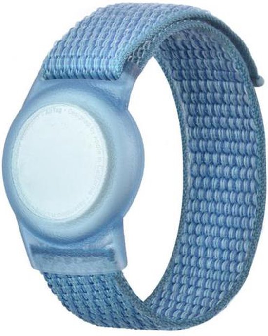 Airtag polsband - Armband - Hoesje - Kinderen - Jongens - Meisjes - Geschikt voor airtag - 17 cm - Siliconen - Nylon - blauw