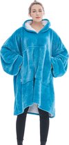 JAXY Hoodie Deken - Snuggie - Snuggle Hoodie - Fleece Deken Met Mouwen - 1450 gram - Hoodie Blanket - Lake Blue