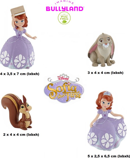 Bullyland - Disney Prinses Sofia Speelset - Taarttoppers - set 4 stuks (hoogte +/- 4 - 7 cm)