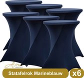 Statafelrok marineblauw 80 cm - per 6 - partytafel - Alora tafelrok voor statafel - Statafelhoes - Bruiloft - Cocktailparty - Stretch Rok - Set van 6