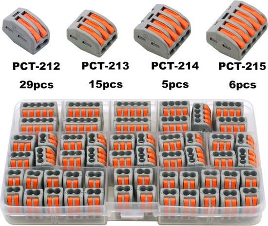 DW4Trading Assortimentdoos Lasklemmen voor massieve en soepele stroomdraad - Connectors - 55 Delig - 2-3-4-5 Voudig