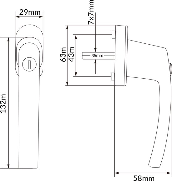 Monzana lot de 6 poignées de fenêtre noir en acier verrouillable 35 cm