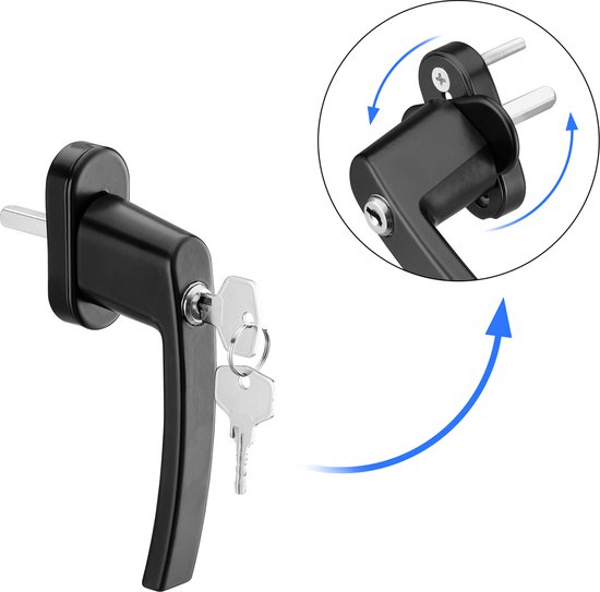 Monzana lot de 6 poignées de fenêtre noir en acier verrouillable 35 cm