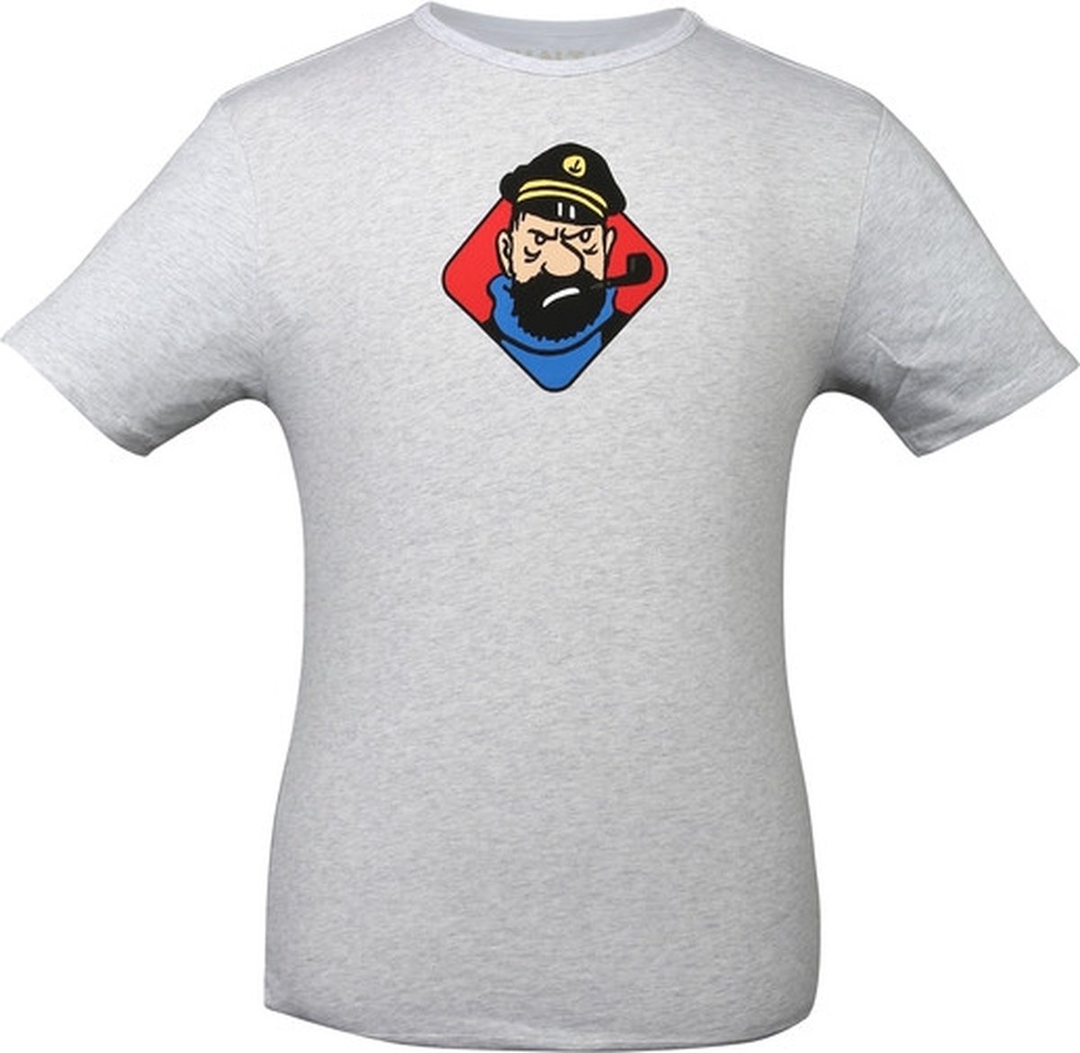 Kuifje T-shirt - Haddock - Officieel Kuifje T-Shirt - XL - Haddock voorkant en tekst achterkant - Licht Grijs