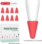 Apple Pencil 1/2 case – Siliconen Tip hoes – 8 stuks – Rood