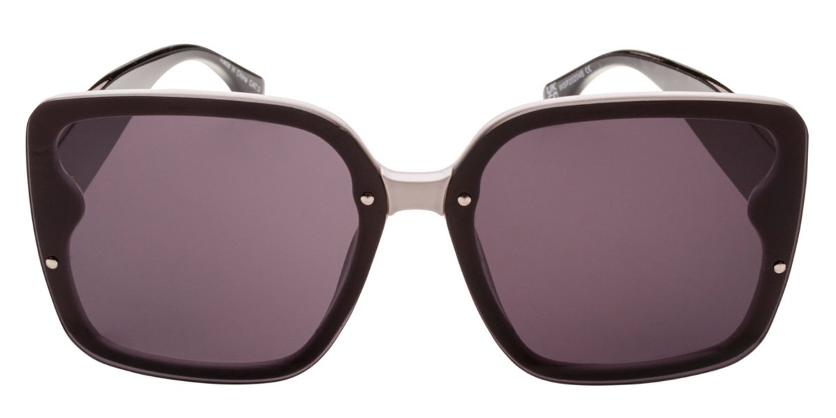 Icon Eyewear Zonnebril LE SQUARE - Zwart met Wit montuur - Grijze glazen