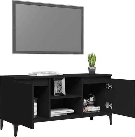 vidaXL-Tv-meubel-met-metalen-poten-103,5x35x50-cm-zwart - vidaXL