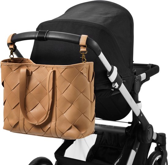 Elodie Braided Tote luiertas - Luiertas verzorgingstas - Luiertassen - Caramel Brown van Elodie — afbeelding 3