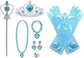 Het Betere Merk - Prinsessenjurk meisje - Prinsessen speelgoed meisje - Speelgoed Meisje 3 jaar - voor bij je prinsessenjurk - Tiara - Prinsessen Verkleedkleding - Blauw - Lange Prinsessen Handschoenen