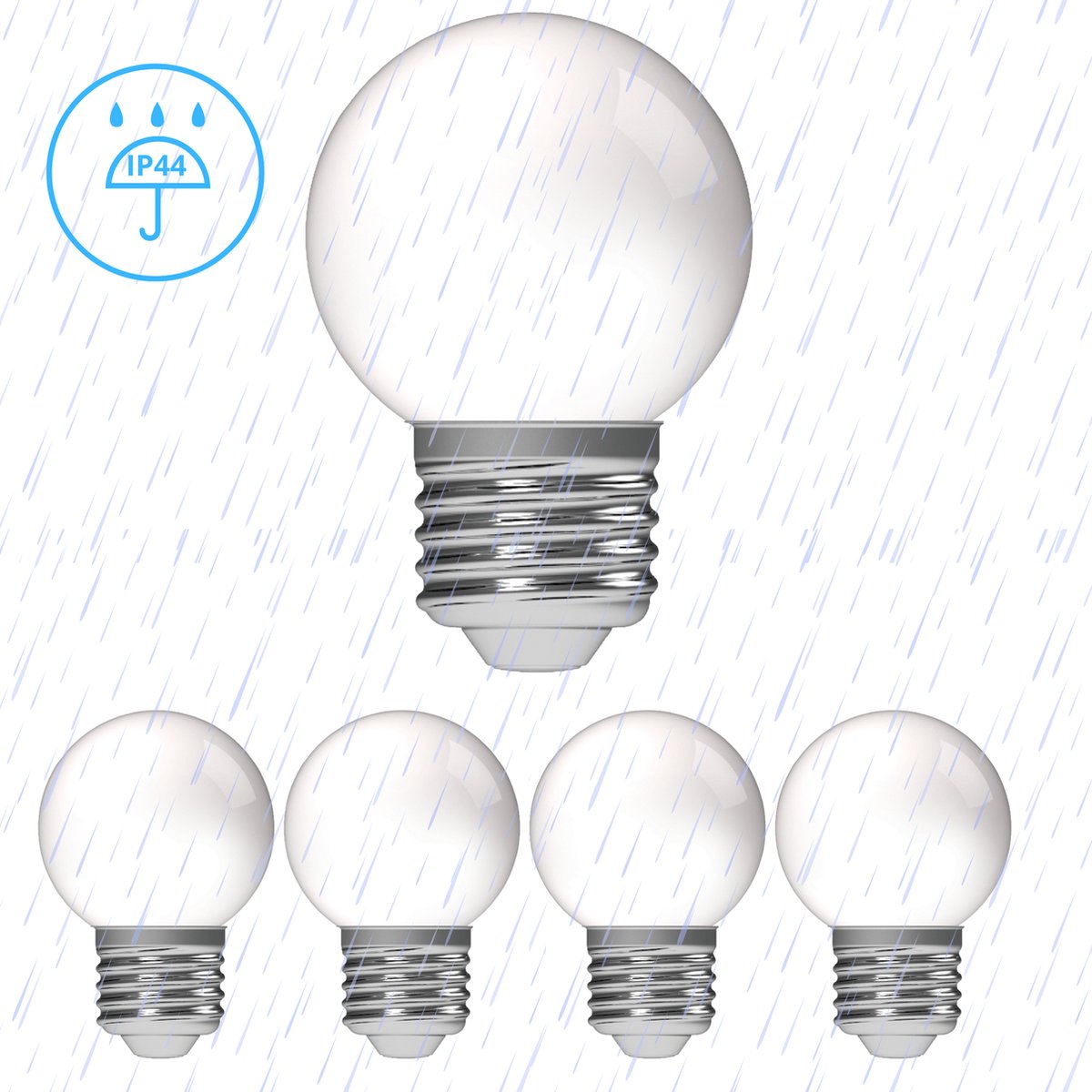 LED Lampen E27 voor buiten - IP44 Spatwaterdicht - 5 Kogellampen voor lichtsnoeren en prikkabels - Lamp - Ledlampen