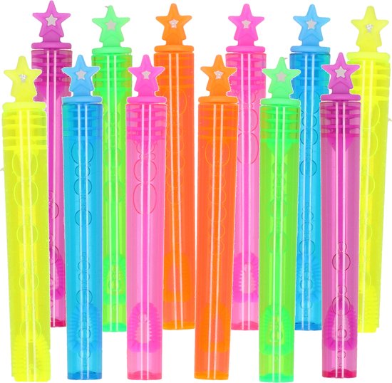 36x Bellenblaas buisjes neon kleuren met ster dop 4 ml voor kinderen - Uitdeelspeelgoed - Grabbelton speelgoed