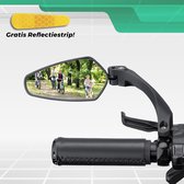Fietsspiegel + Reflectiestrip - links - E-bike - Verstelbaar 360 graden - Zwart