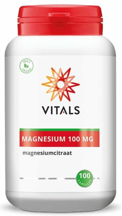 Vitals - Magnesiumcitraat - 100 mg - 100 capsules - goed opneembare,  organische... | bol.com