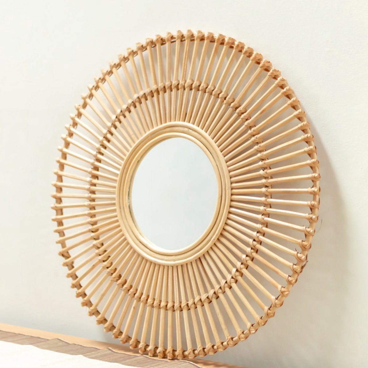 Rotan Spiegel - 58 cm - Handgemaakte Boho Wandspiegel - Bumi - Spiegel rond - Spiegels - R