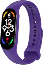 Siliconen Smartwatch bandje - Geschikt voor Xiaomi Mi Band 7 siliconen bandje - paars - Strap-it Horlogeband / Polsband / Armband