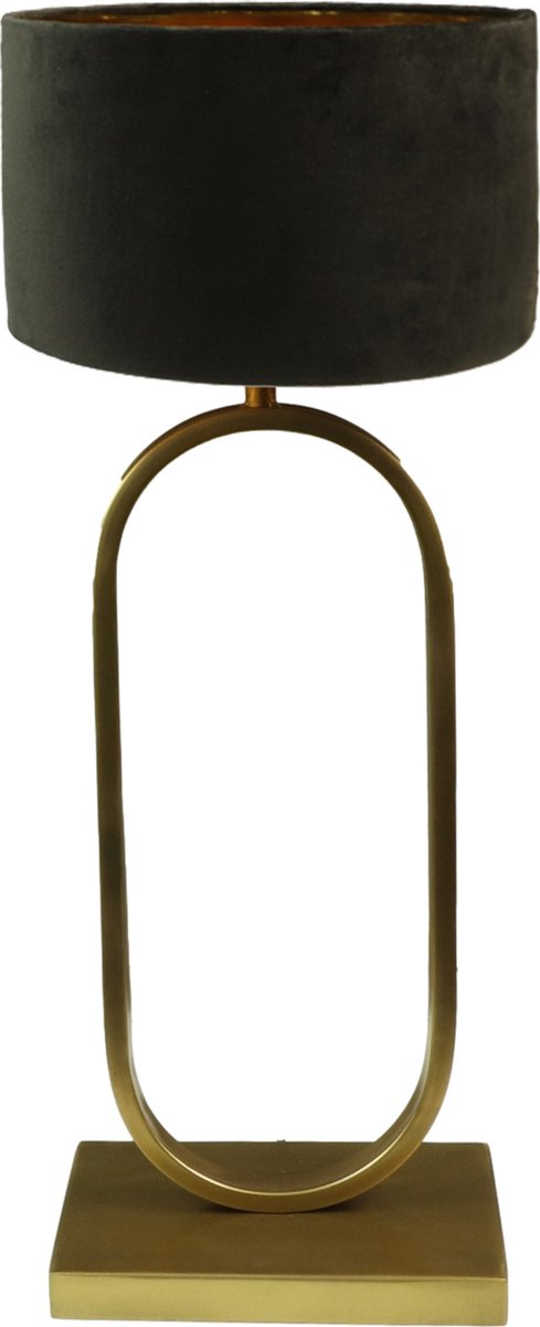 Ronde lampenkap - 25x25x18 - Zwart/goud - Velvet