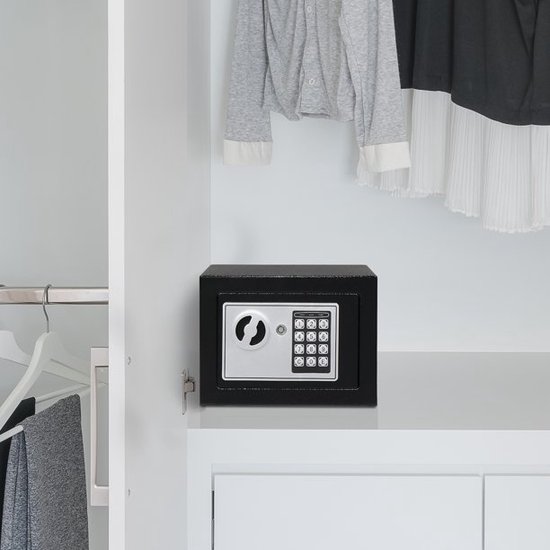 Elektronische Kluis digitaal met Cijferslot - Incl 2 Noodsleutels en Bevestigingsmateriaal- Kluisje - zwart - 230x170x170