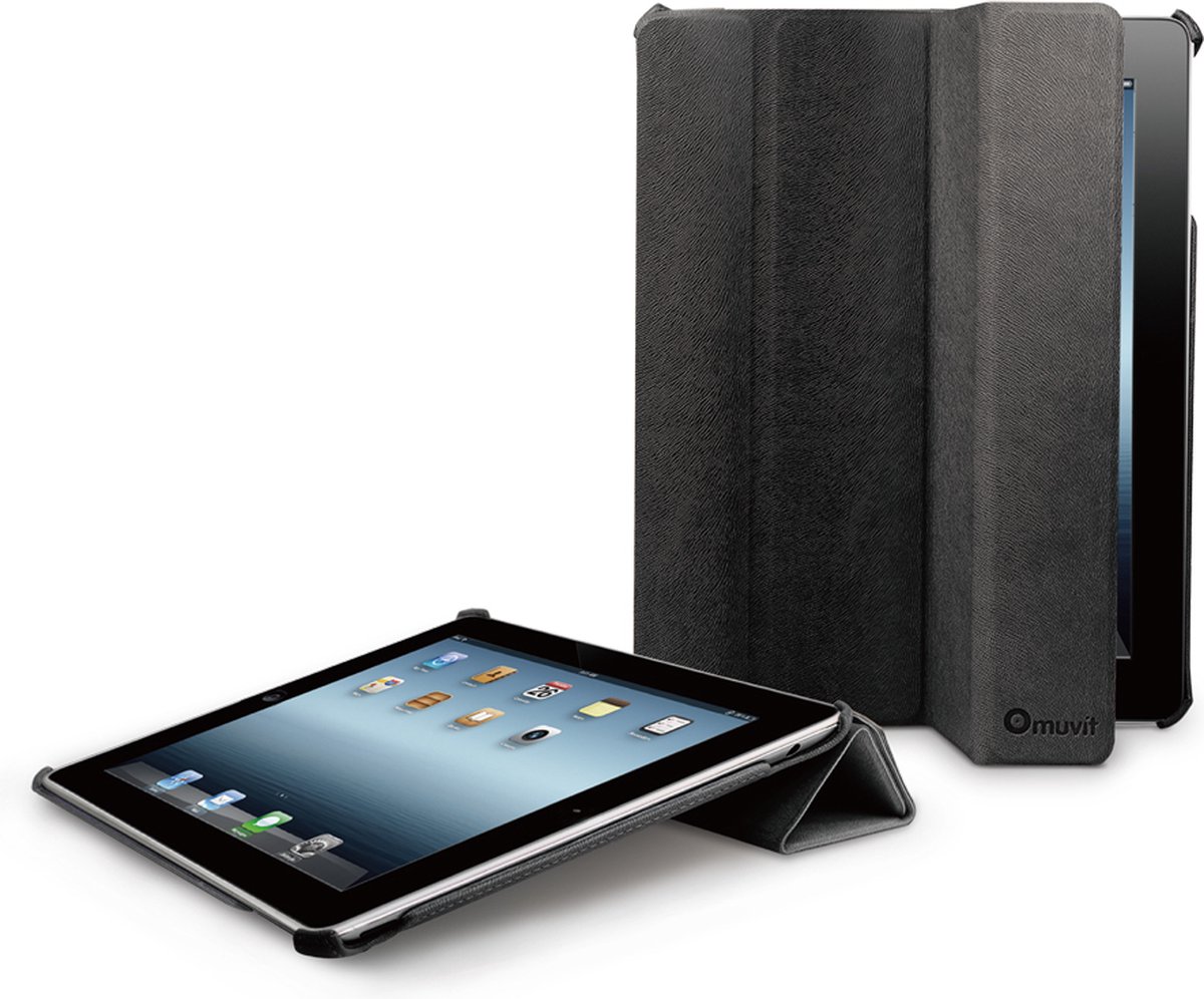 New iPad folding stand case Zwart
