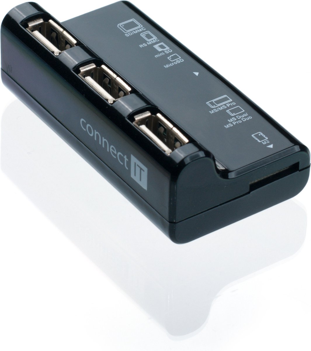 Connect IT CI-87 interface hub 480 Mbit/s Zwart