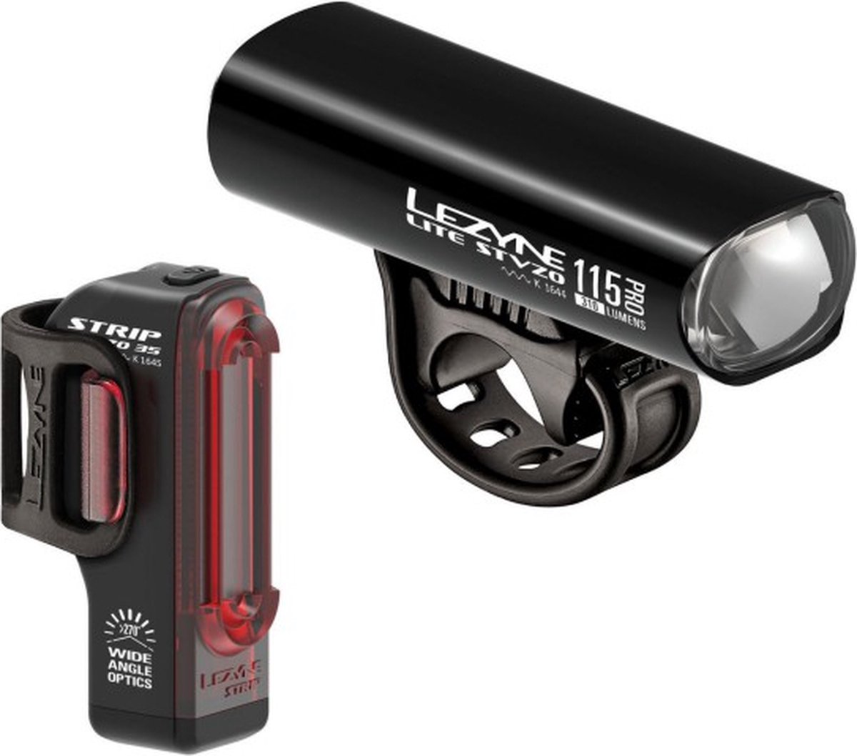 Lezyne Lite Drive StVZO Pro 115/Strip StVZO - Oplaadbare LED fietslampen - 3 Standen - Voor 290 Lumen - Achter 36 Lumen - Accu 13-13.5 uur - Zwart