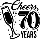 Sticker - Cheers to 70 years - 30x30cm - wit - 1 stuks - stickers - verjaardag - verjaardag decoratie - verjaardag versiering - feest - feest versiering - feestartikelen - raamstickers - raamsticker - Stickers volwassenen