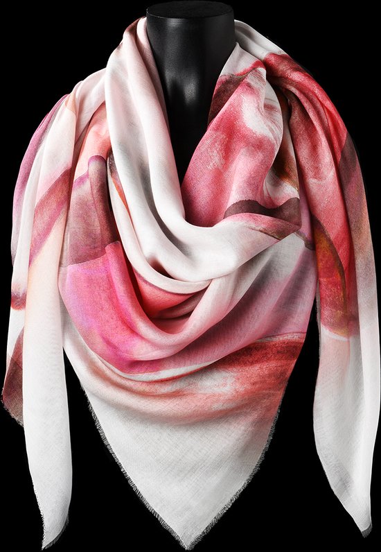 Ultrazachte sjaal met een bollenprint in rode tinten